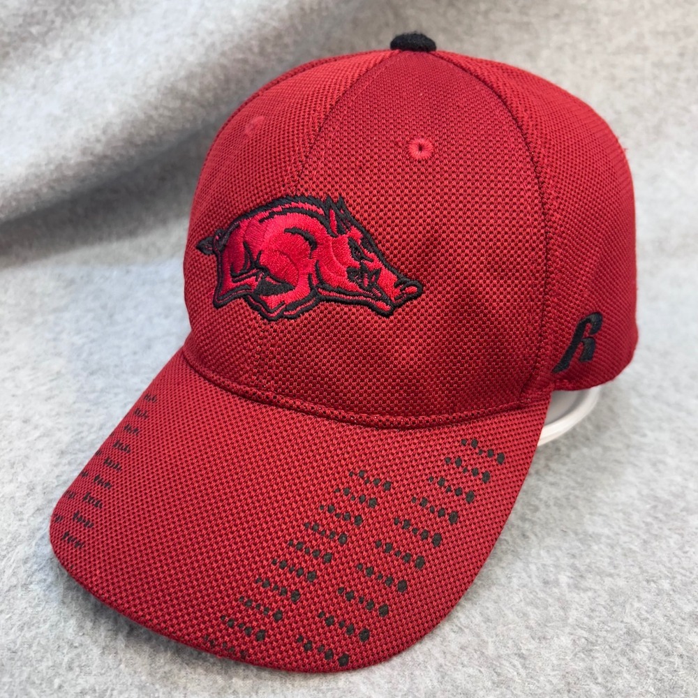 Arkansas Razorbacks Mens Red Russell Athletic Hat Adjustable Mesh Cap OSFM